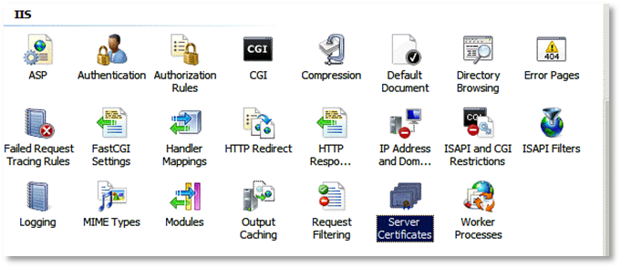 Description: Server Certificates option in IIS